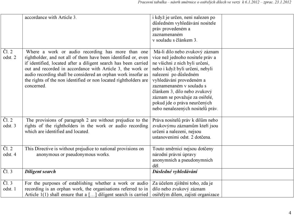 accordance with Article 3, the work or audio recording shall be considered an orphan work insofar as the rights of the non identified or non located rightholders are concerned.