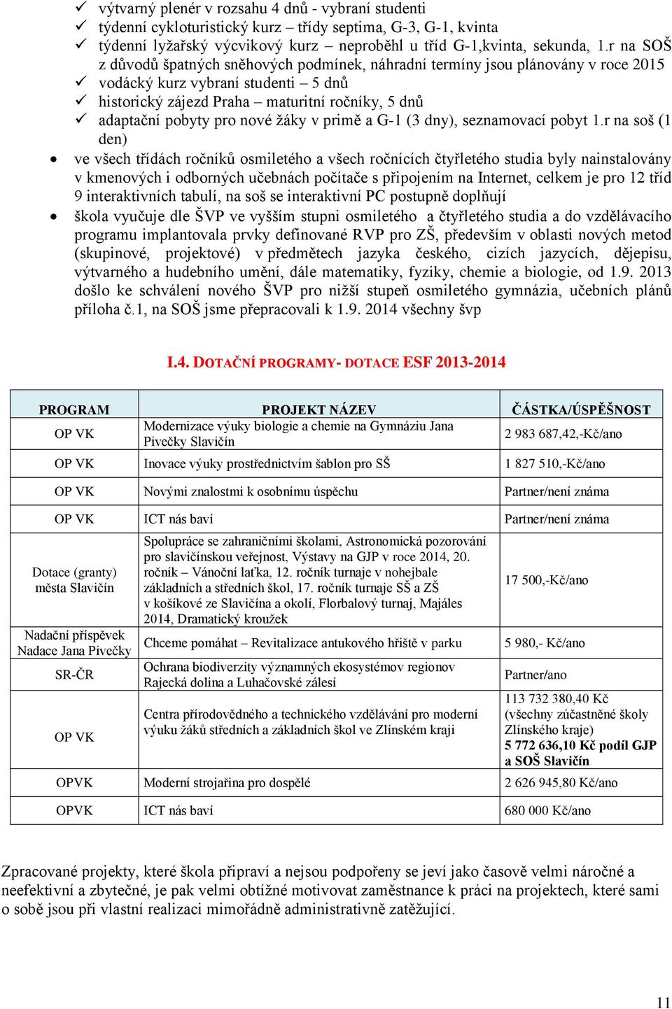 nové žáky v primě a G-1 (3 dny), seznamovací pobyt 1.