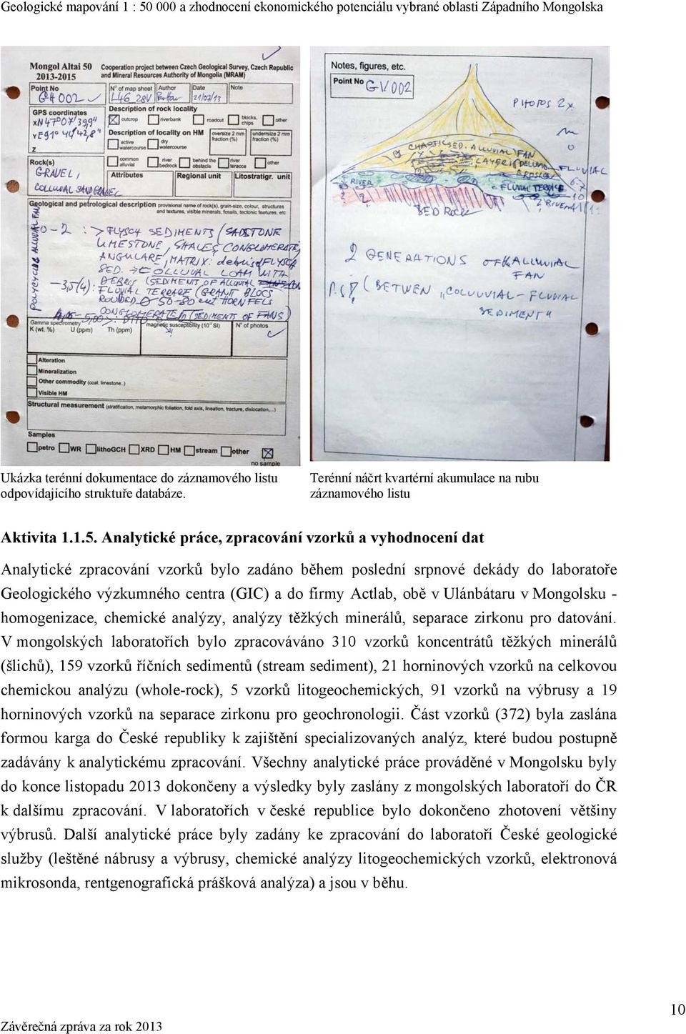 v Ulánbátaru v Mongolsku - homogenizace, chemické analýzy, analýzy těžkých minerálů, separace zirkonu pro datování.