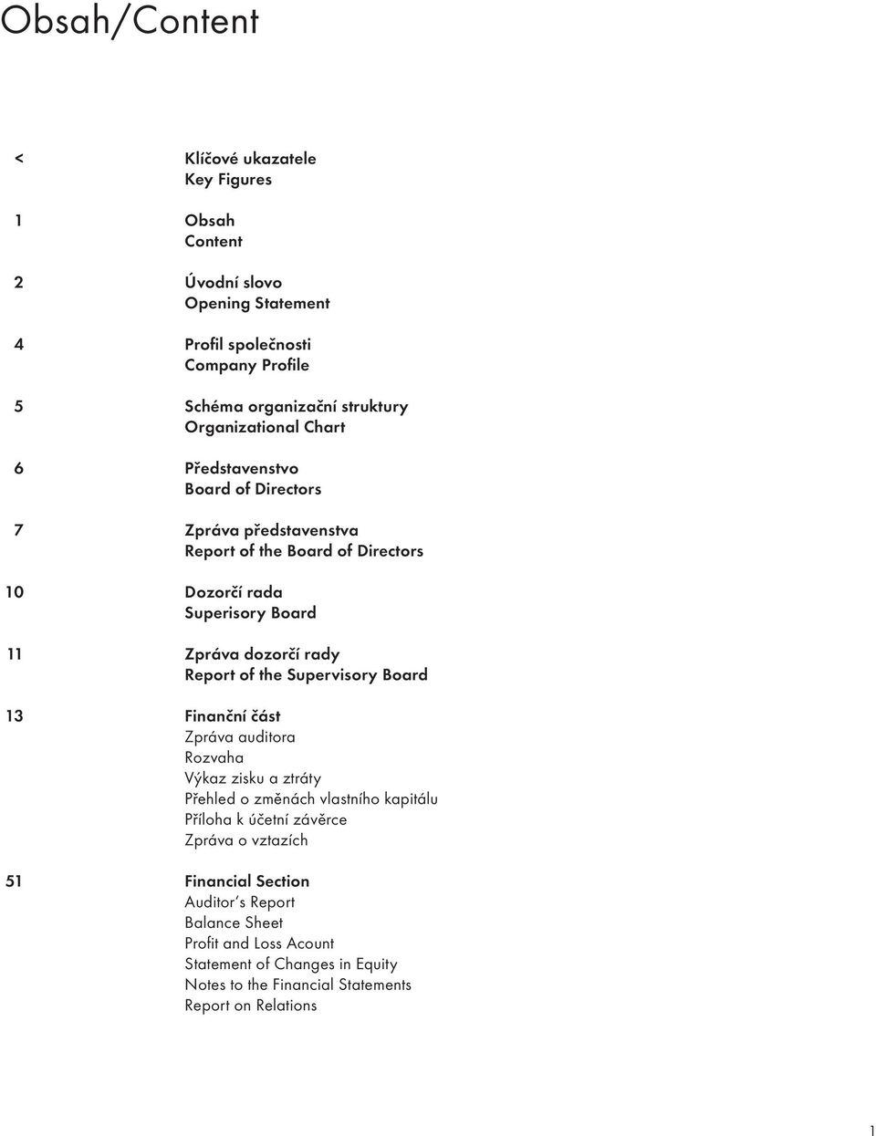 rady Report of the Supervisory Board 13 Finanční část Zpráva auditora Rozvaha Výkaz zisku a ztráty Přehled o změnách vlastního kapitálu Příloha k účetní závěrce Zpráva