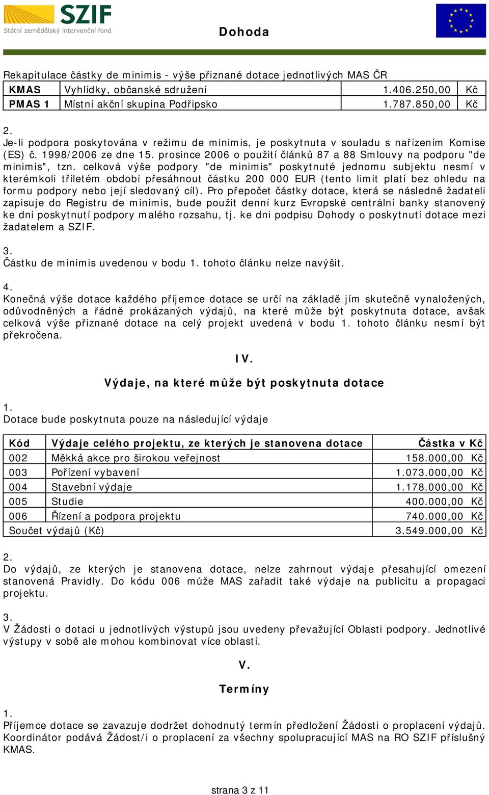 prosince 2006 o použití článků 87 a 88 Smlouvy na podporu "de minimis", tzn.