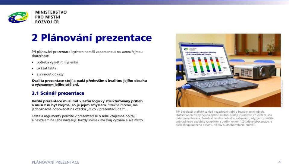 Stručně řečeno, má jednoznačně odpovědět na otázku O co v prezentaci jde?. Fakta a argumenty použité v prezentaci se o sebe vzájemně opírají a navzájem na sebe navazují.