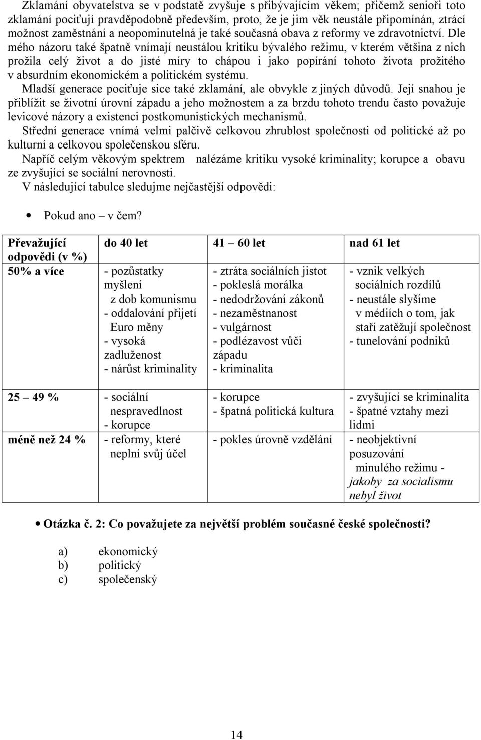 Dle mého názoru také špatně vnímají neustálou kritiku bývalého režimu, v kterém většina z nich prožila celý život a do jisté míry to chápou i jako popírání tohoto života prožitého v absurdním