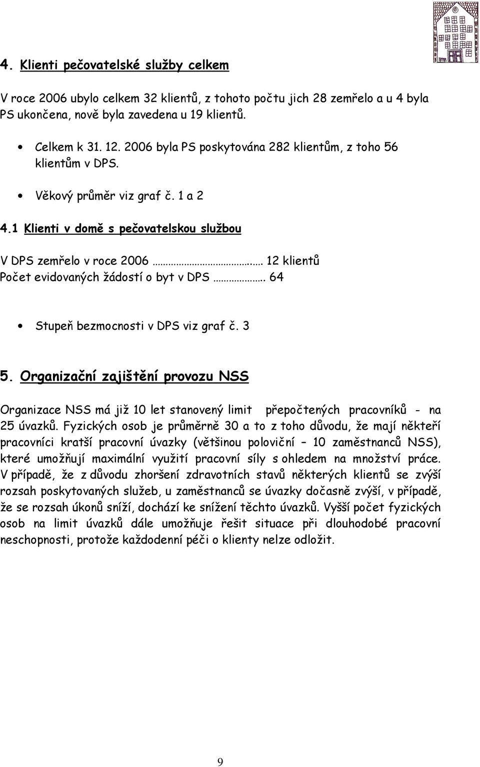 .. 12 klientů Počet evidovaných žádostí o byt v DPS.. 64 Stupeň bezmocnosti v DPS viz graf č. 3 5.