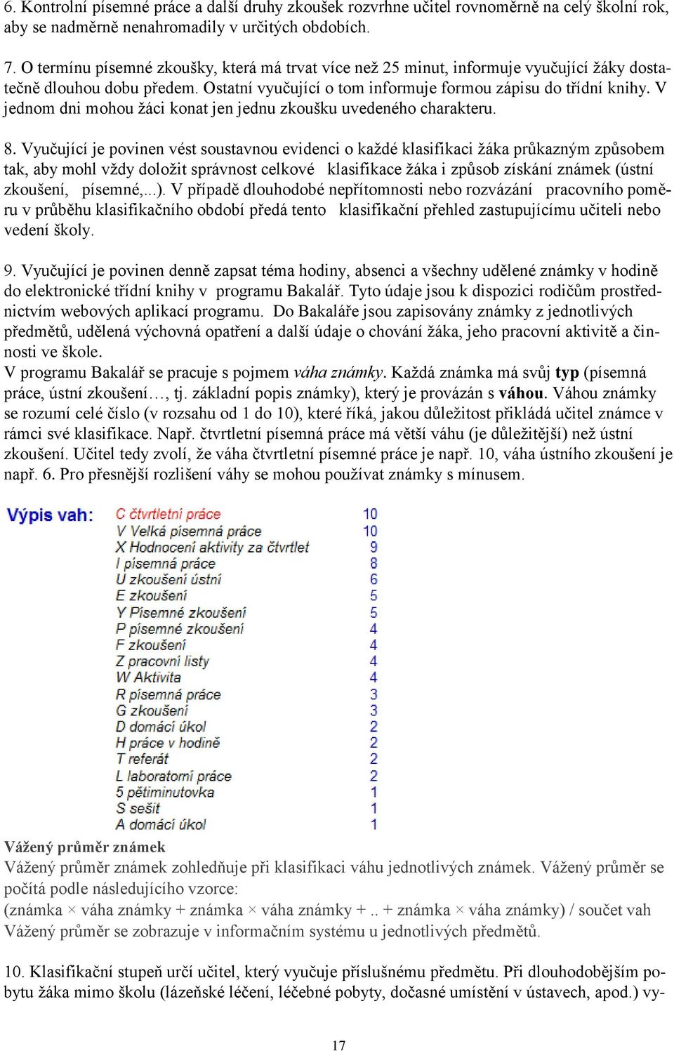 V jednom dni mohou žáci konat jen jednu zkoušku uvedeného charakteru. 8.
