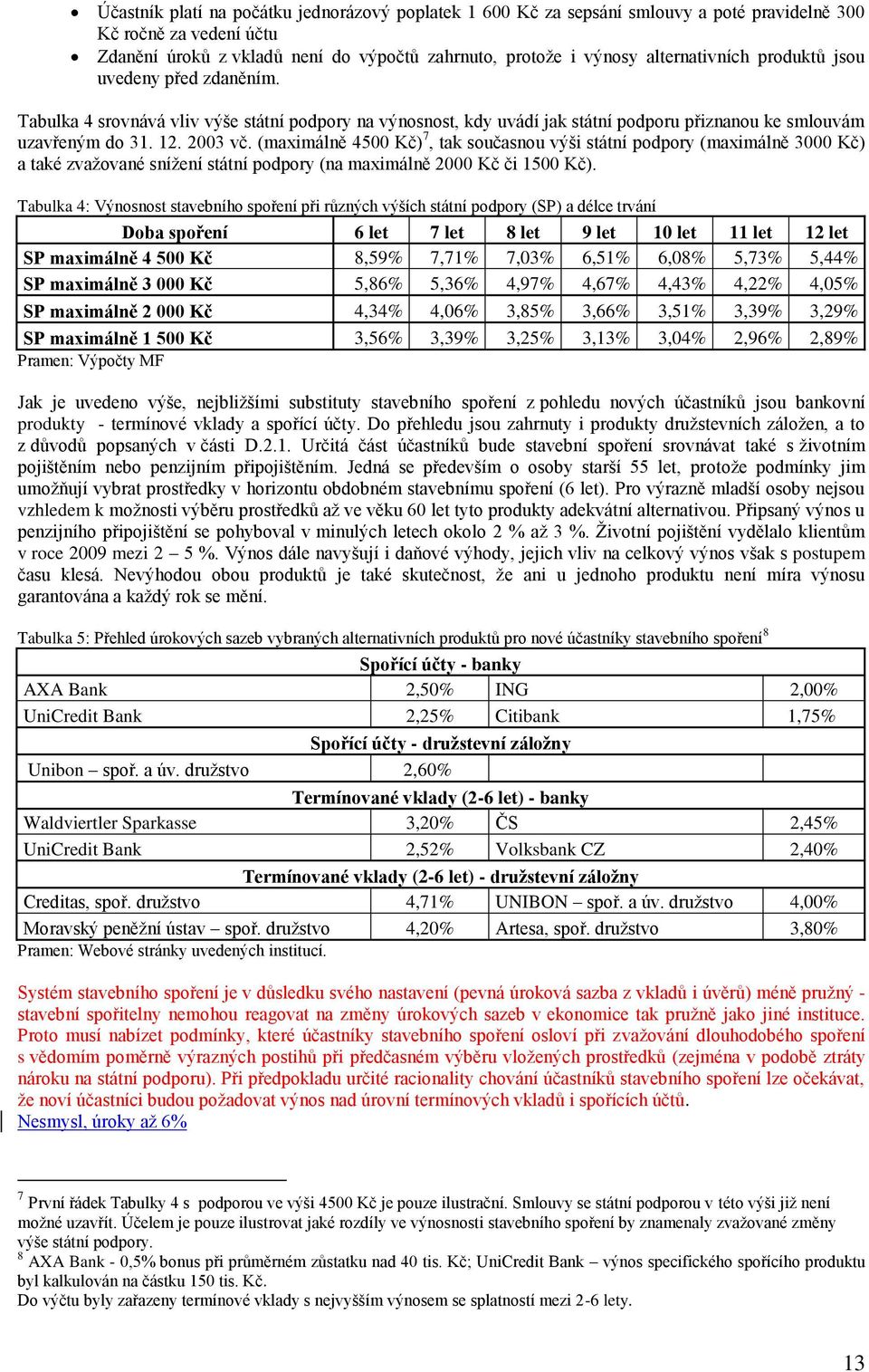 (maximálně 4500 Kč) 7, tak současnou výši státní podpory (maximálně 3000 Kč) a také zvaţované sníţení státní podpory (na maximálně 2000 Kč či 1500 Kč).