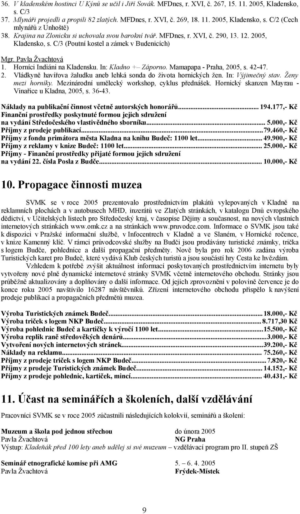 In: Kladno + Záporno. Mamapapa - Praha, 2005, s. 42-47. 2. Vládkyně havířova žaludku aneb lehká sonda do života hornických žen. In: Výjimečný stav. Ženy mezi horníky.