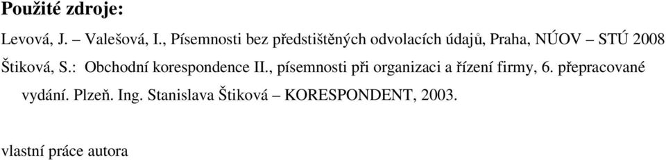 Štiková, S.: Obchodní korespondence II.