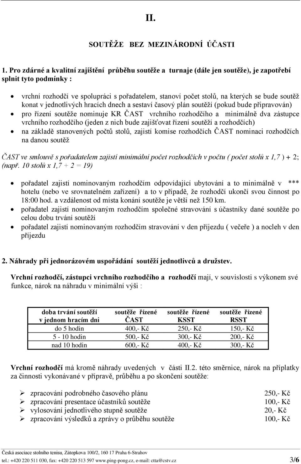 soutěž konat v jednotlivých hracích dnech a sestaví časový plán soutěží (pokud bude připravován) pro řízení soutěže nominuje KR ČAST vrchního rozhodčího a minimálně dva zástupce vrchního rozhodčího