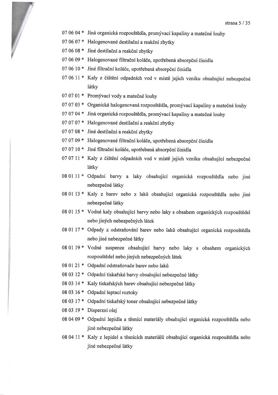 fi ltradni koliide, upotfebenri absorpdnf dinidla Jind filtradni kol6de, upotiebend absorpdni dinidla Kaly z disteni odpadnich vod v mistd jejich vzniku obsahujici nebezpedn6 Promlivaci vody a matedn