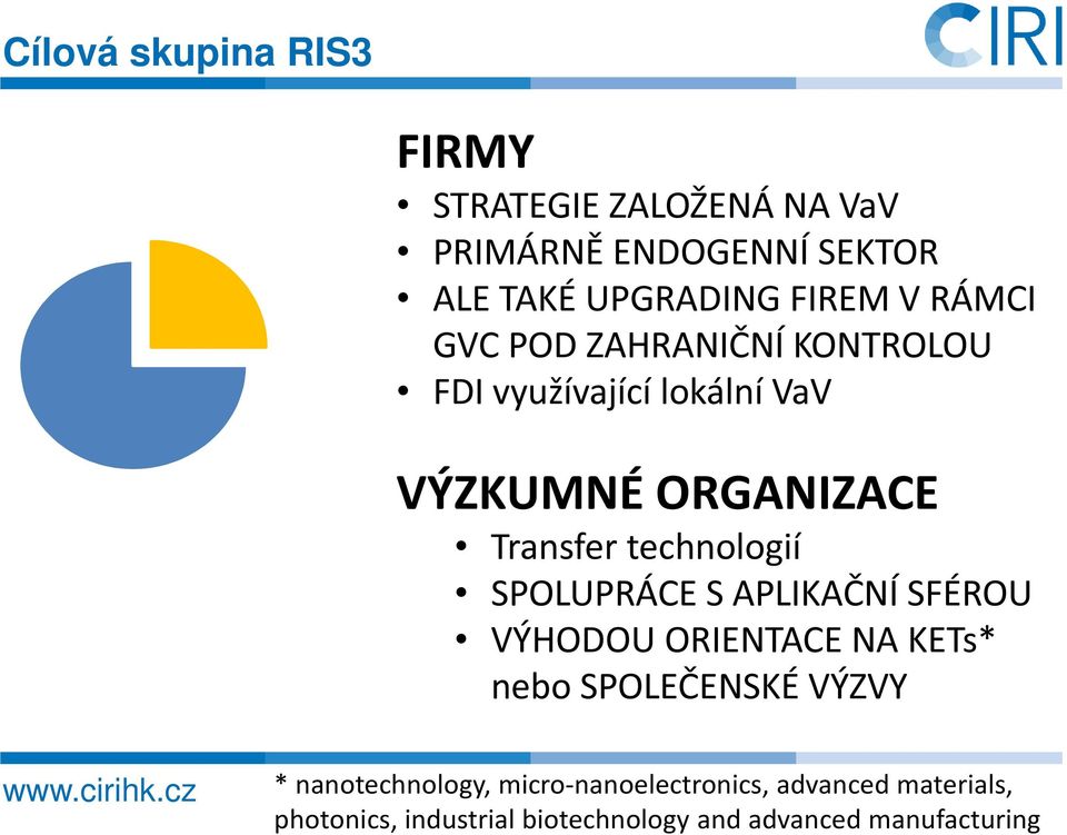 technologií SPOLUPRÁCE S APLIKAČNÍ SFÉROU VÝHODOU ORIENTACE NA KETs* nebo SPOLEČENSKÉ VÝZVY *