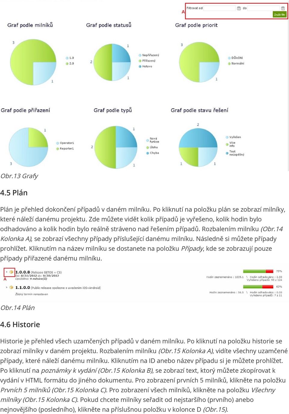 14 Kolonka A), se zobrazí všechny případy příslušející danému milníku. Následně si můžete případy prohlížet.