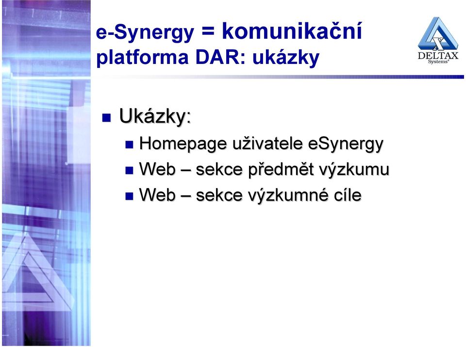 Homepage uživatele esynergy Web