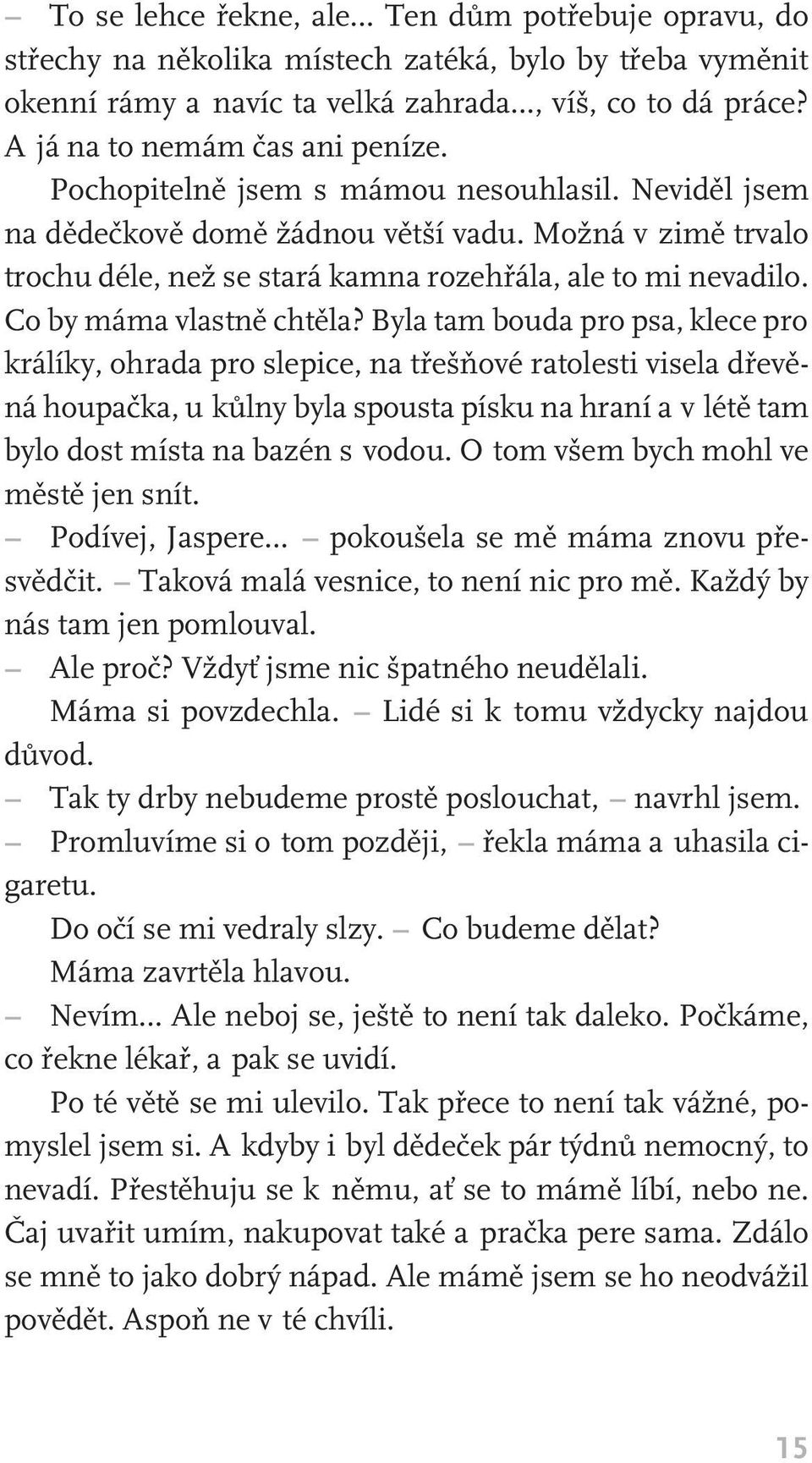 Možná v zimě trvalo trochu déle, než se stará kamna rozehřála, ale to mi nevadilo. Co by máma vlastně chtěla?