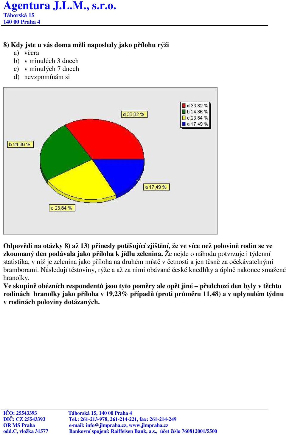 Že nejde o náhodu potvrzuje i týdenní statistika, v níž je zelenina jako příloha na druhém místě v četnosti a jen těsně za očekávatelnými bramborami.