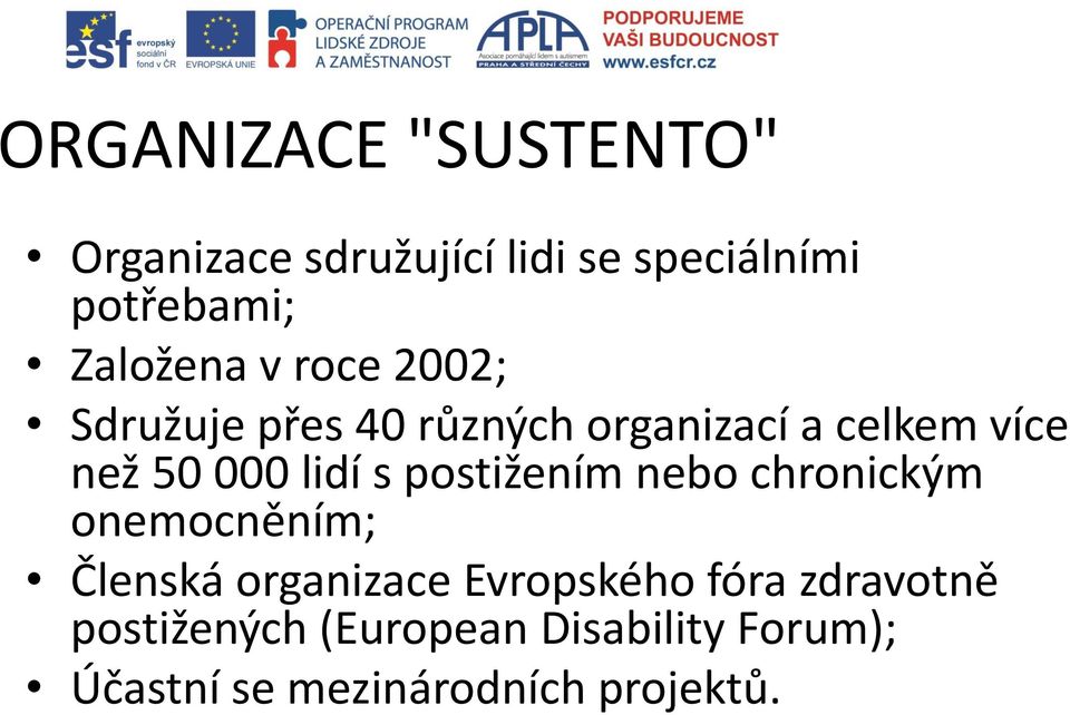 000 lidí s postižením nebo chronickým onemocněním; Členská organizace Evropského