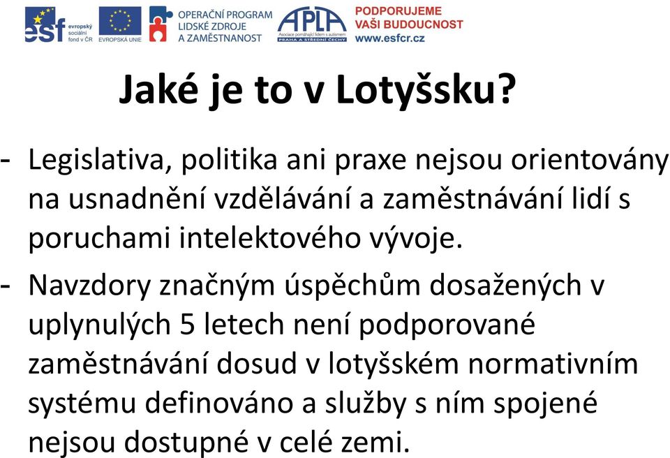 zaměstnávání lidí s poruchami intelektového vývoje.