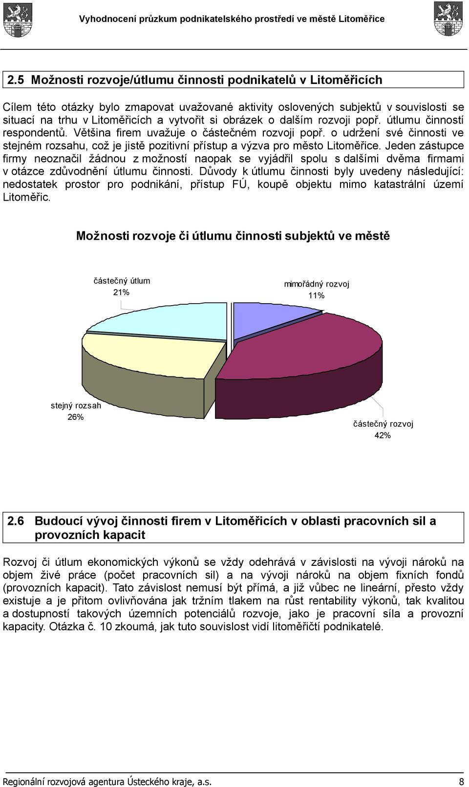 o udržení své činnosti ve stejném rozsahu, což je jistě pozitivní přístup a výzva pro město Litoměřice.