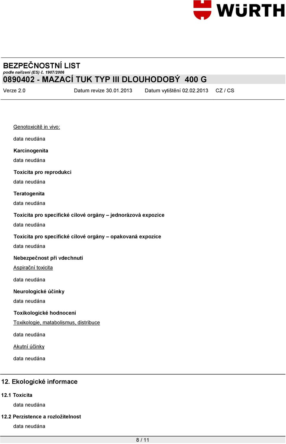 Nebezpečnost při vdechnutí Aspirační toxicita Neurologické účinky Toxikologické hodnocení Toxikologie,