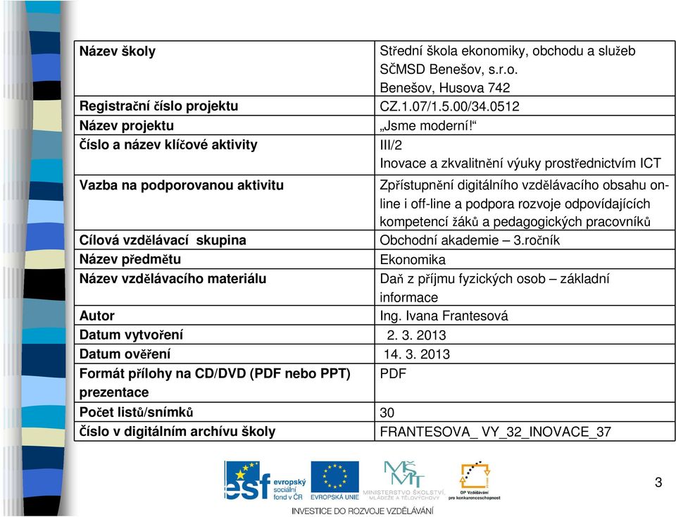 2013 Datum ověření 14. 3.