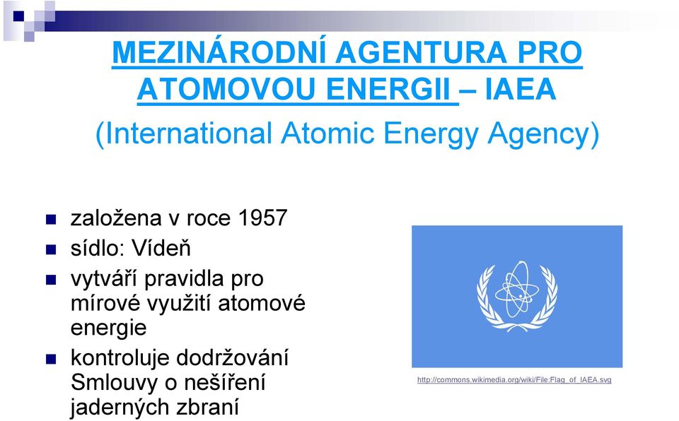 mírové využití atomové energie kontroluje dodržování Smlouvy o