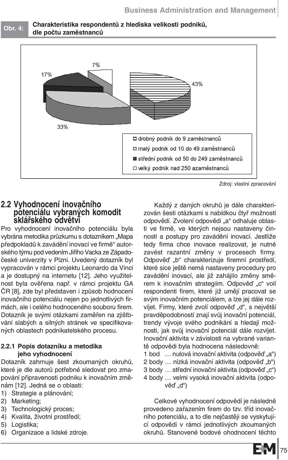 firmû autorského t mu pod vedením Jifiího Vacka ze Západoãeské univerzity v Plzni. Uveden dotazník byl vypracován v rámci projektu Leonardo da Vinci a je dostupn na internetu [12].