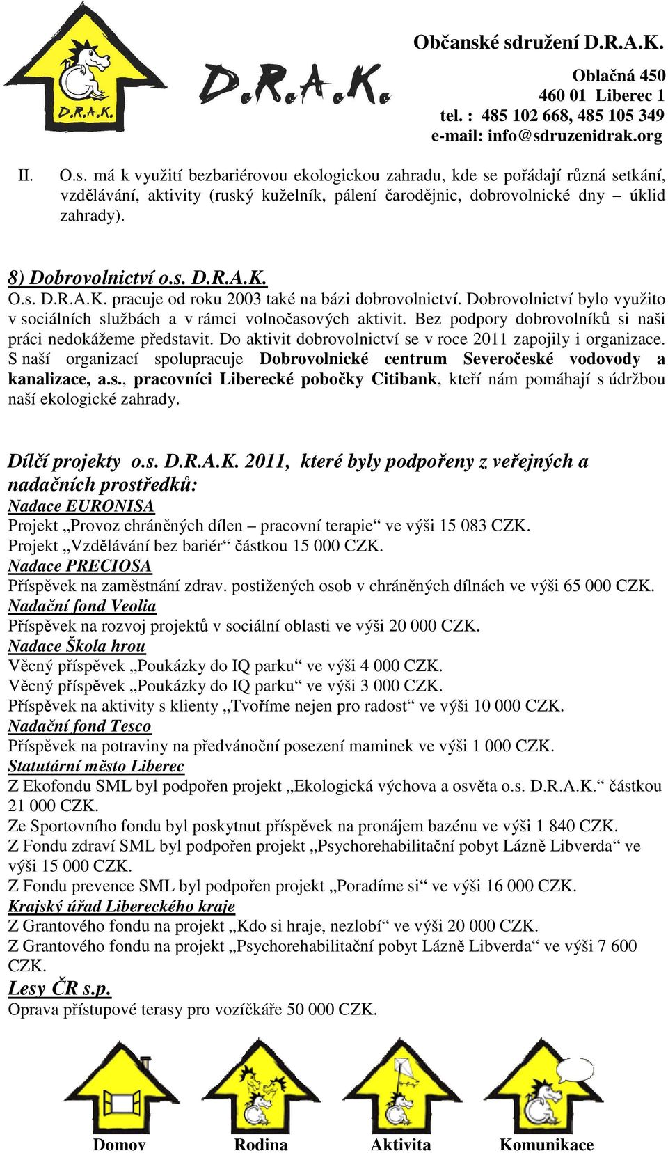 Bez podpory dobrovolníků si naši práci nedokážeme představit. Do aktivit dobrovolnictví se v roce 2011 zapojily i organizace.