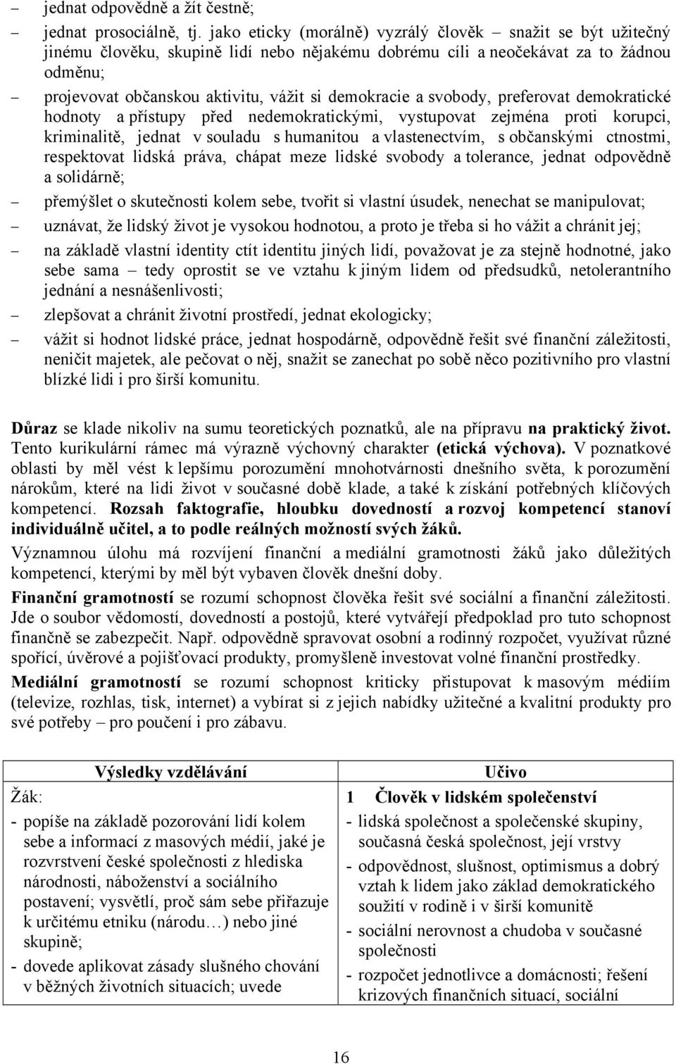 demokracie a svobody, preferovat demokratické hodnoty a přístupy před nedemokratickými, vystupovat zejména proti korupci, kriminalitě, jednat v souladu s humanitou a vlastenectvím, s občanskými