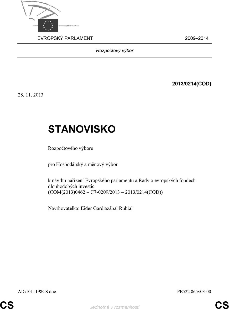 nařízení Evropského parlamentu a Rady o evropských fondech dlouhodobých investic