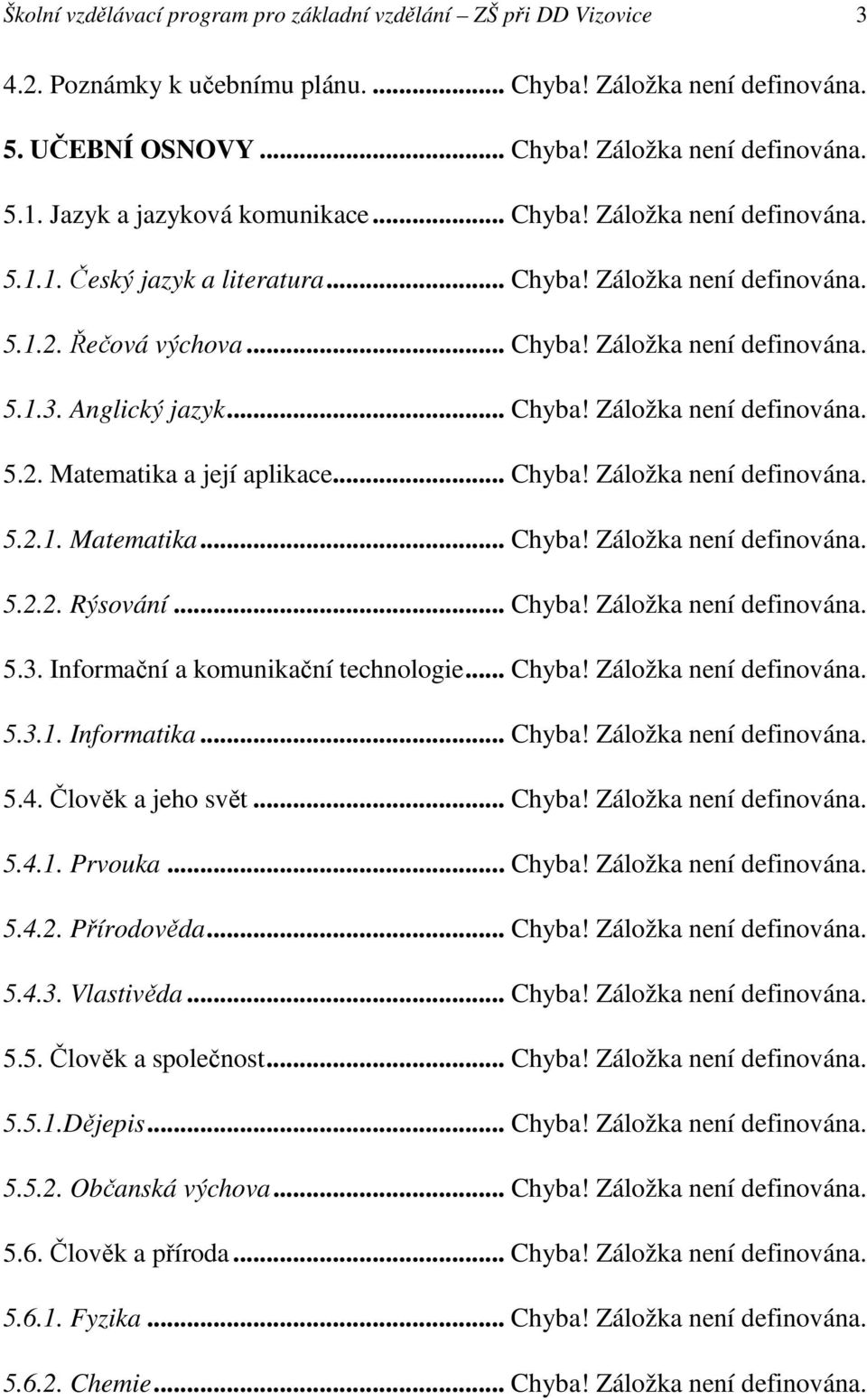 Anglický jazyk... Chyba! Záložka není definována. 5.2. Matematika a její aplikace... Chyba! Záložka není definována. 5.2.1. Matematika... Chyba! Záložka není definována. 5.2.2. Rýsování... Chyba! Záložka není definována. 5.3.