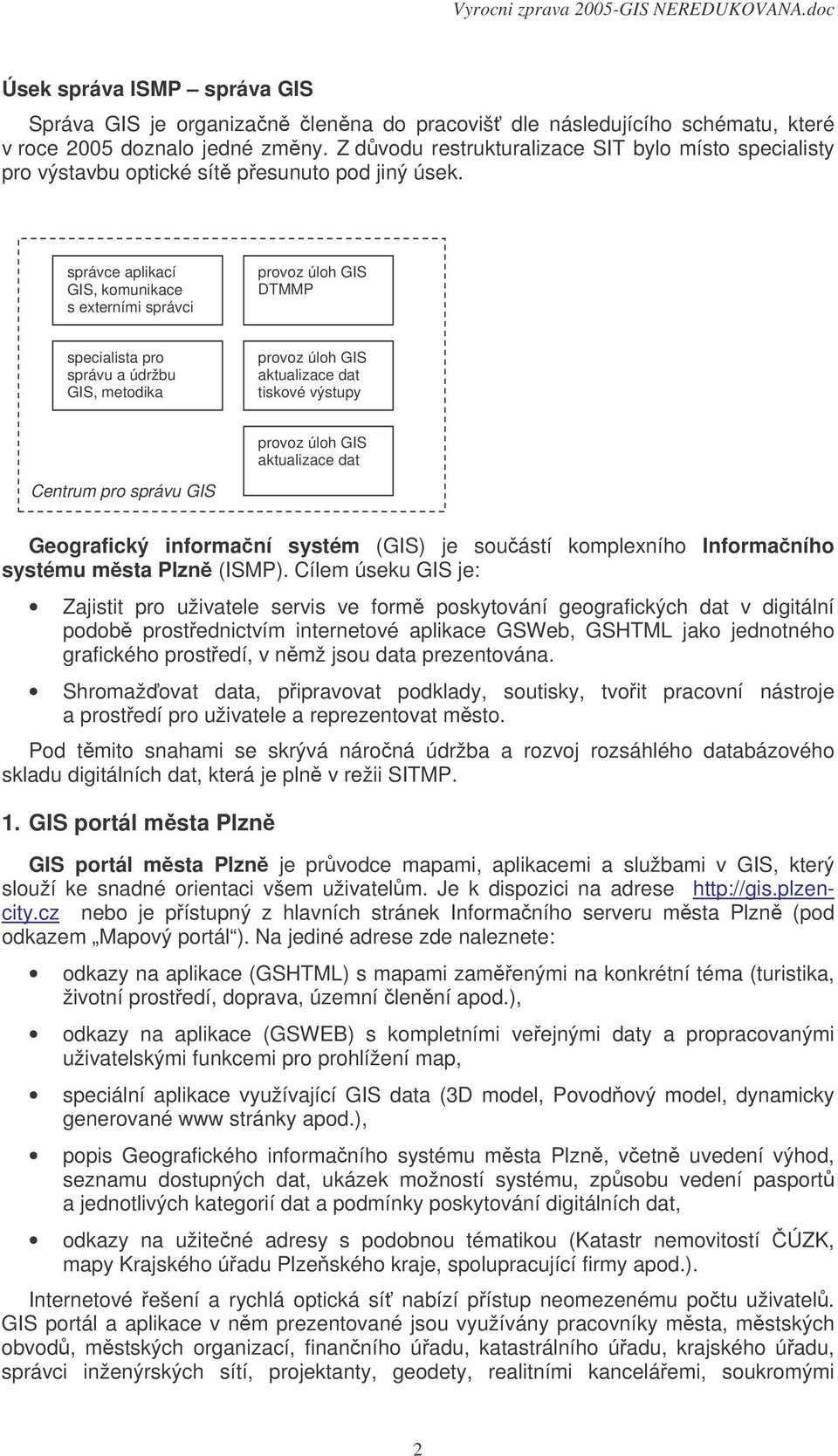 správce aplikací GIS, komunikace s externími správci provoz úloh GIS DTMMP specialista pro správu a údržbu GIS, metodika provoz úloh GIS aktualizace dat tiskové výstupy provoz úloh GIS aktualizace