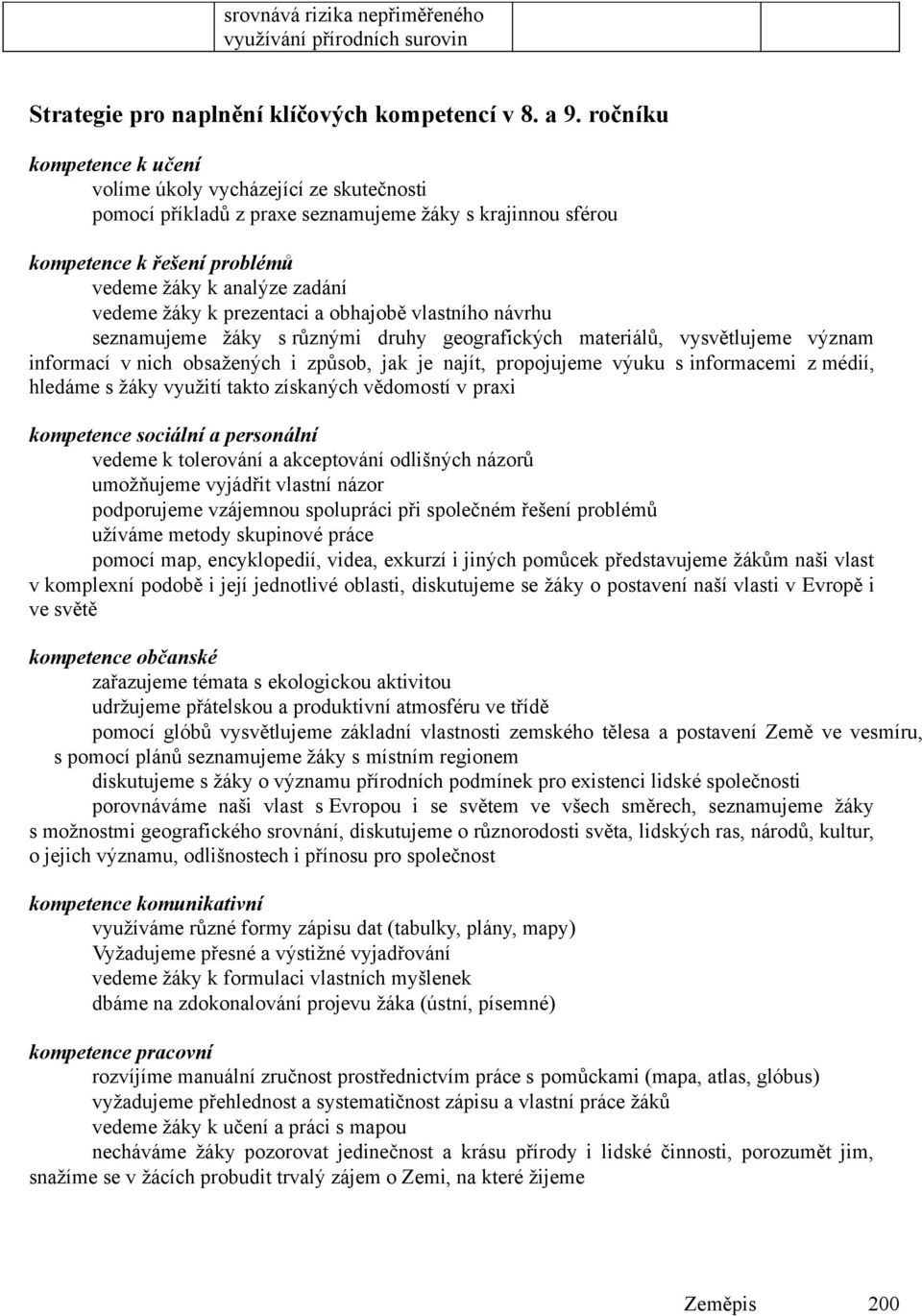 prezentaci a obhajobě vlastního návrhu seznamujeme žáky s různými druhy geografických materiálů, vysvětlujeme význam informací v nich obsažených i způsob, jak je najít, propojujeme výuku s