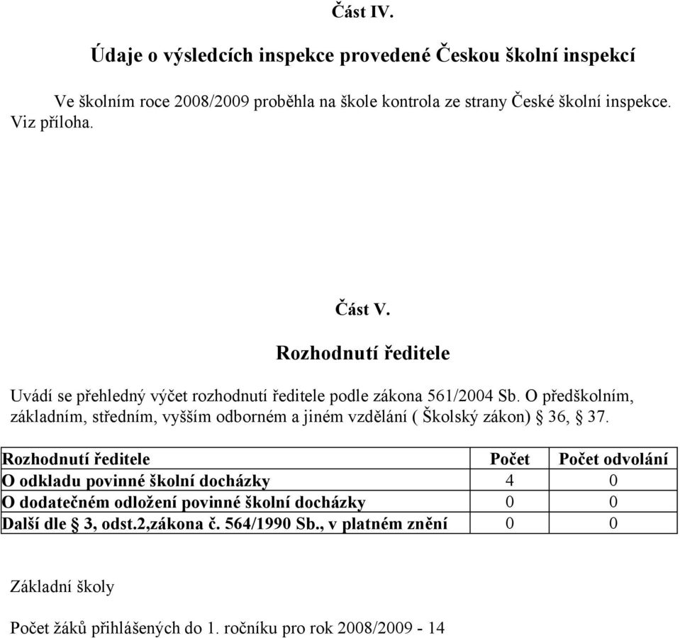 O předškolním, základním, středním, vyšším odborném a jiném vzdělání ( Školský zákon) 36, 37.