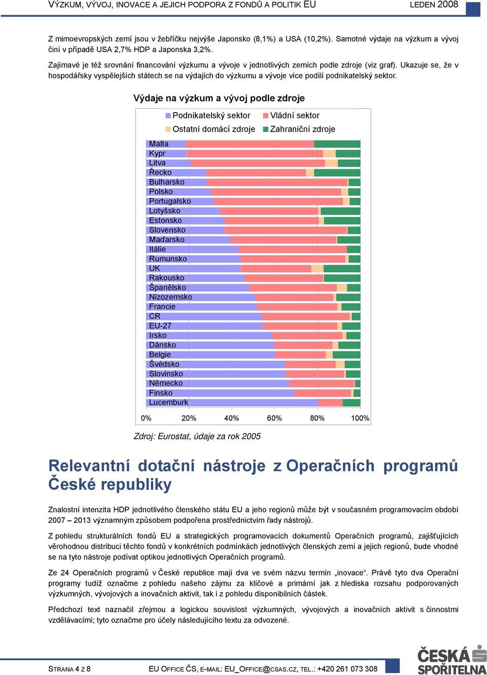 Ukazuje se, že v hospodářsky vyspělejších státech se na výdajích do výzkumu a vývoje více podílí podnikatelský sektor.