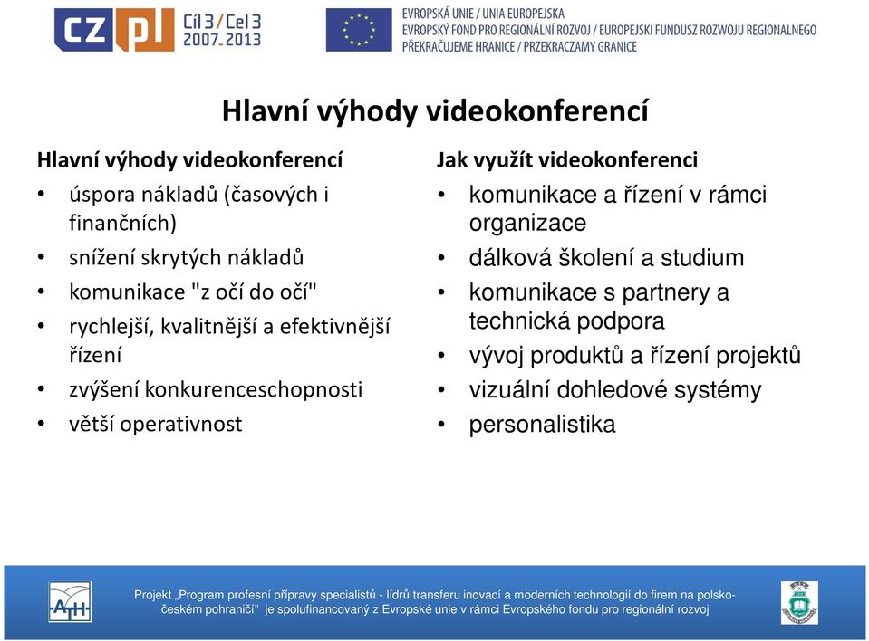 operativnost Jak využít videokonferenci komunikace a řízení v rámci organizace dálková školení a studium