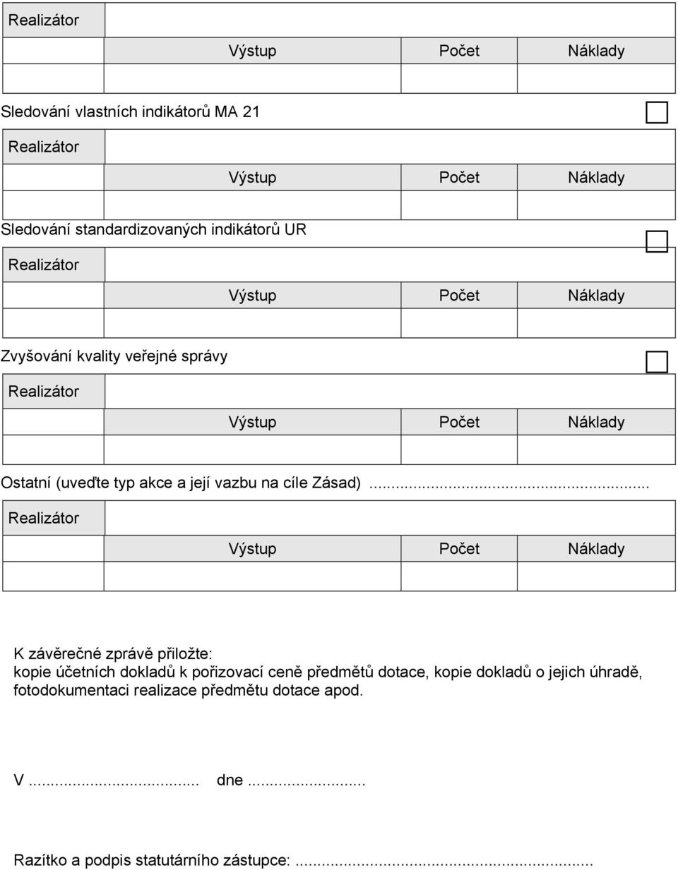 .. K závěrečné zprávě přiložte: kopie účetních dokladů k pořizovací ceně předmětů dotace, kopie