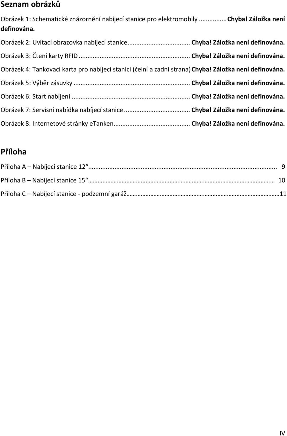 .. Chyba! Záložka není definována. Obrázek 7: Servisní nabídka nabíjecí stanice... Chyba! Záložka není definována. Obrázek 8: Internetové stránky etanken... Chyba! Záložka není definována. Příloha Příloha A Nabíjecí stanice 12.