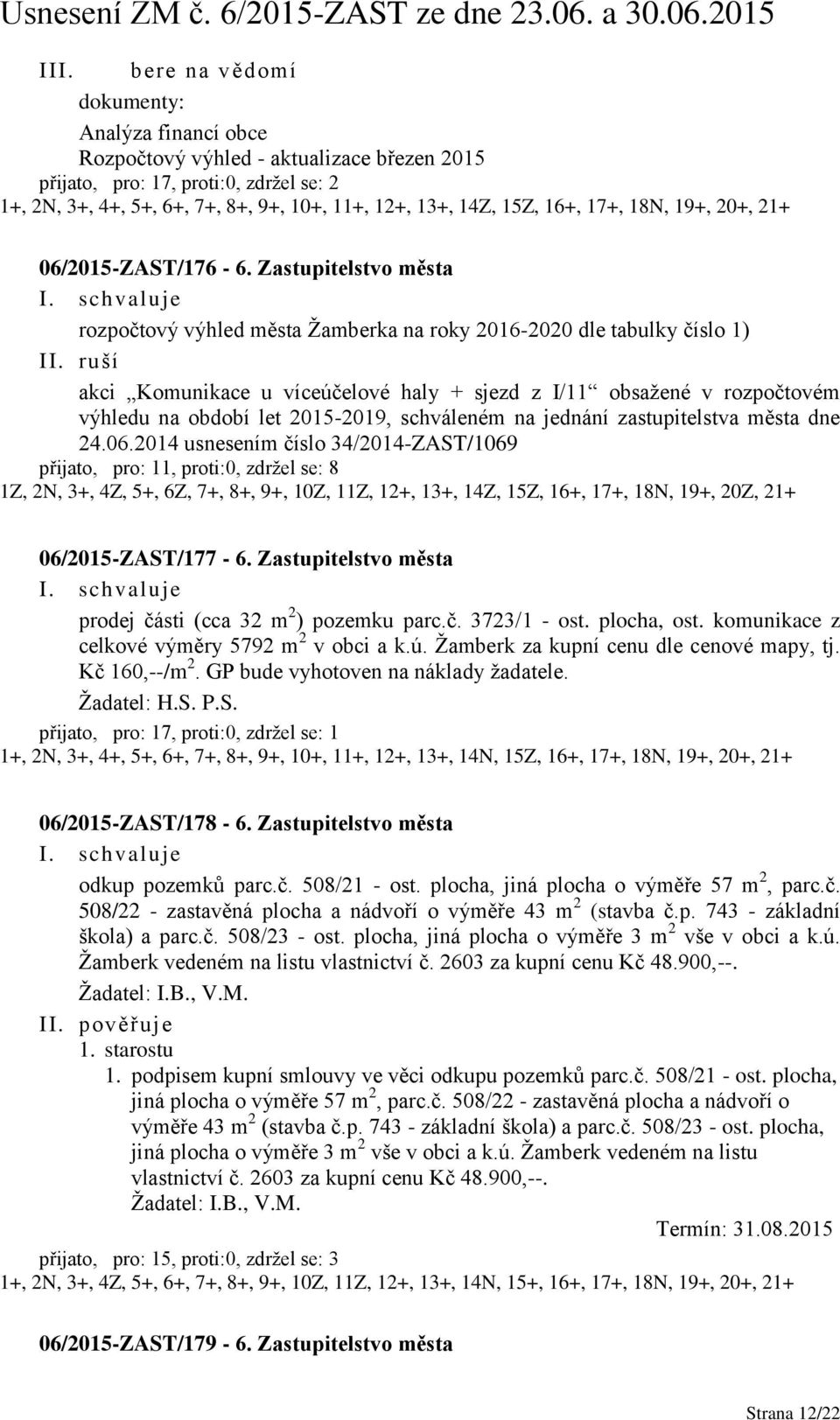 ruší akci Komunikace u víceúčelové haly + sjezd z I/11 obsažené v rozpočtovém výhledu na období let 2015-2019, schváleném na jednání zastupitelstva města dne 24.06.