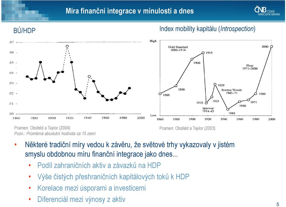 světové trhy vykazovaly v jistém smyslu obdobnou míru finanční integrace jako dnes.