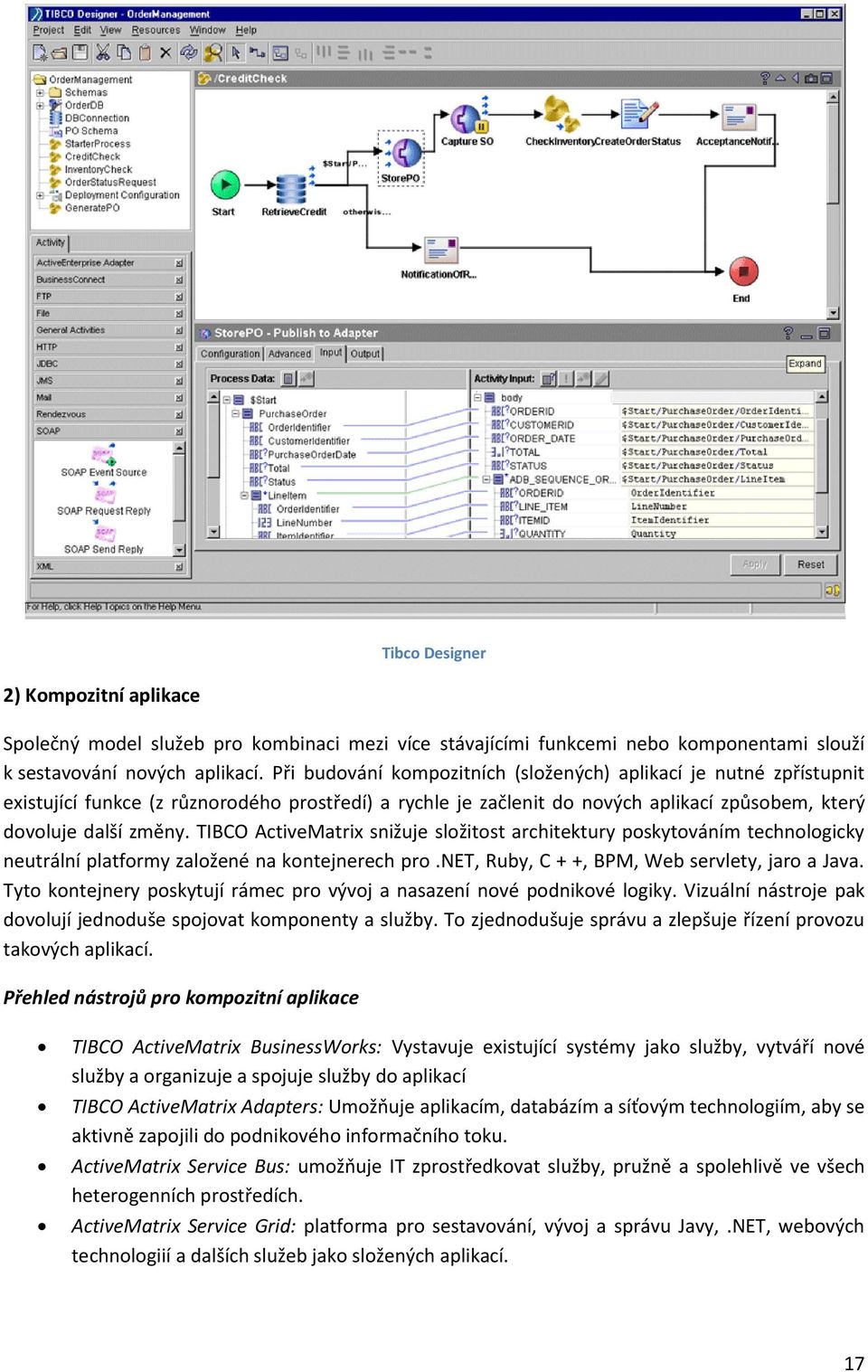 TIBCO ActiveMatrix snižuje složitost architektury poskytováním technologicky neutrální platformy založené na kontejnerech pro.net, Ruby, C + +, BPM, Web servlety, jaro a Java.