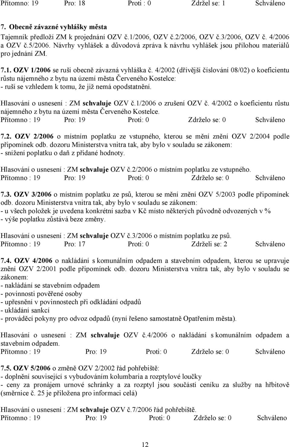 4/2002 (dřívější číslování 08/02) o koeficientu růstu nájemného z bytu na území města Červeného Kostelce: - ruší se vzhledem k tomu, že již nemá opodstatnění.