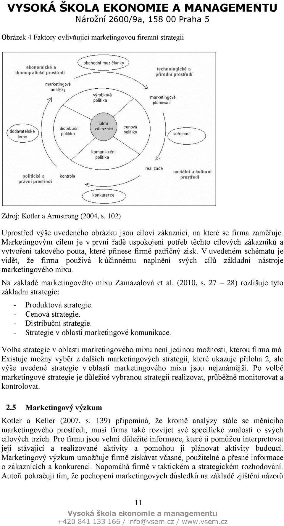 V uvedeném schématu je vidět, že firma používá k účinnému naplnění svých cílů základní nástroje marketingového mixu. Na základě marketingového mixu Zamazalová et al. (2010, s.