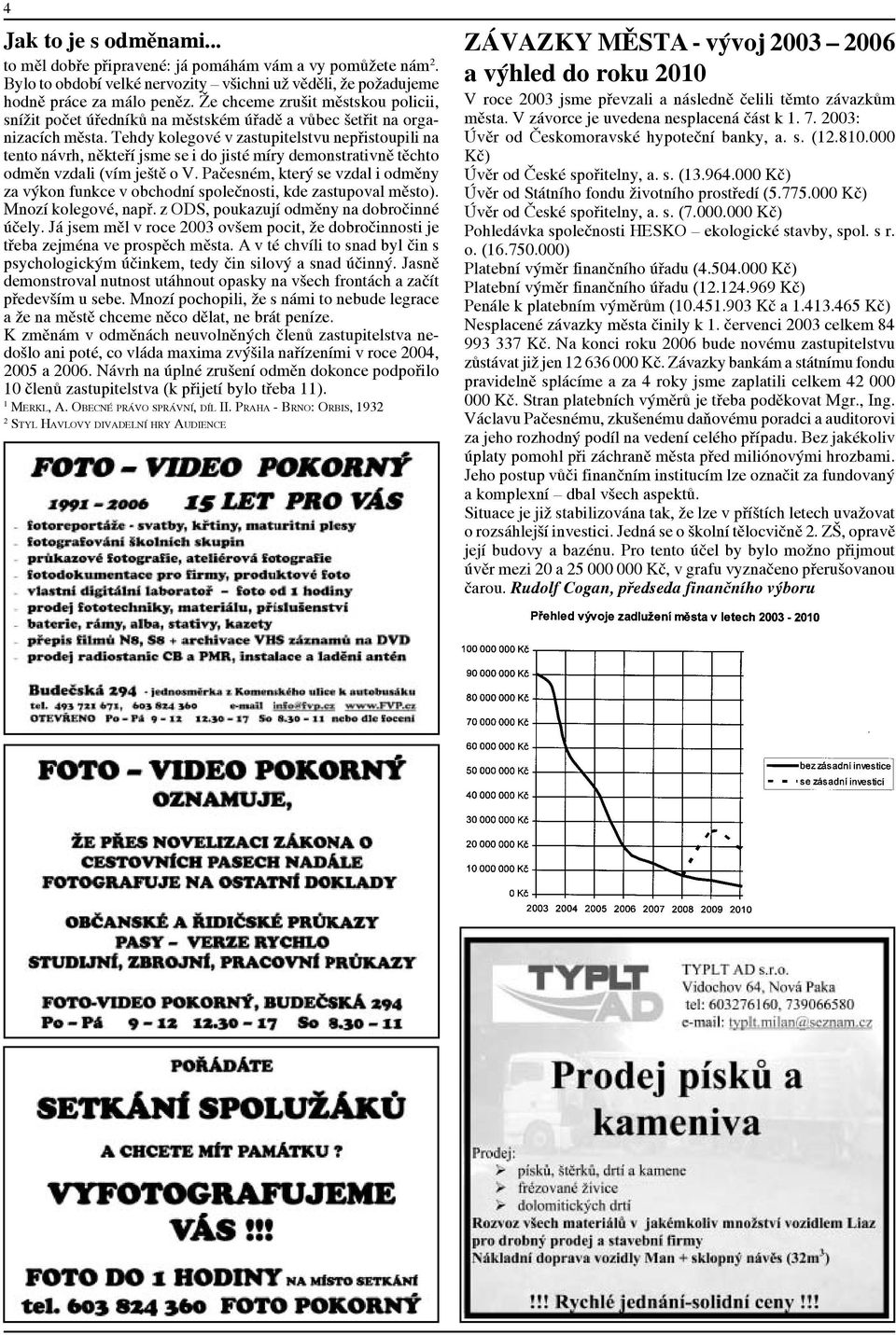 000 Kč) Úvěr od České spořitelny, a. s. (7.000.000 Kč) Pohledávka společnosti HESKO ekologické stavby, spol. s r. o. (16.750.000) Platební výměr finančního úřadu (4.504.