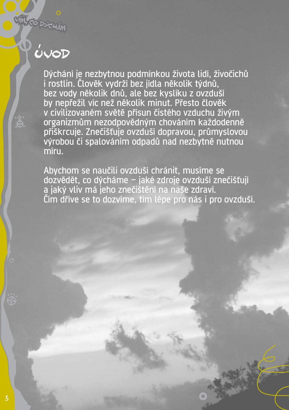 Přesto člověk v civilizovaném světě přísun čistého vzduchu živým organizmům nezodpovědným chováním každodenně přiškrcuje.