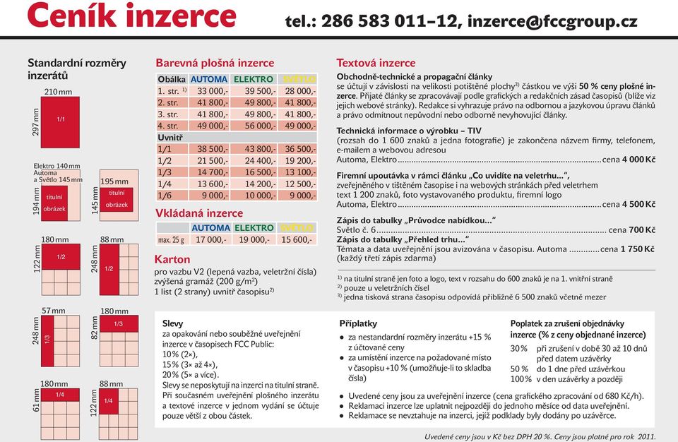 inzerce Obálka AUTOMA ELEKTRO SVĚTLO 1. str.