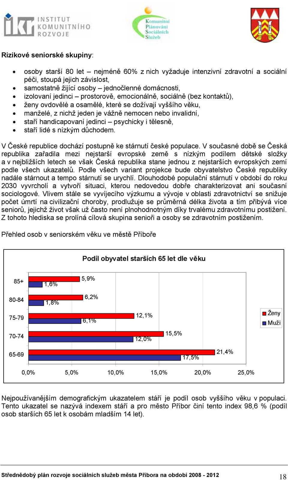 psychicky i tělesně, staří lidé s nízkým důchodem. V České republice dochází postupně ke stárnutí české populace.