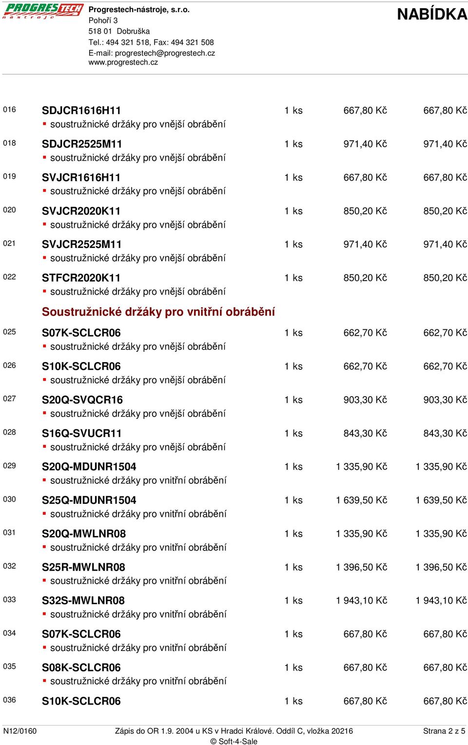 S25R-MWLNR08 S32S-MWLNR08 S07K-SCLCR06 S08K-SCLCR06 1 ks 662,70 K 662,70 K 1 ks 662,70 K 662,70 K 1 ks 903,30 K 903,30 K 1 ks 843,30 K 843,30 K 1