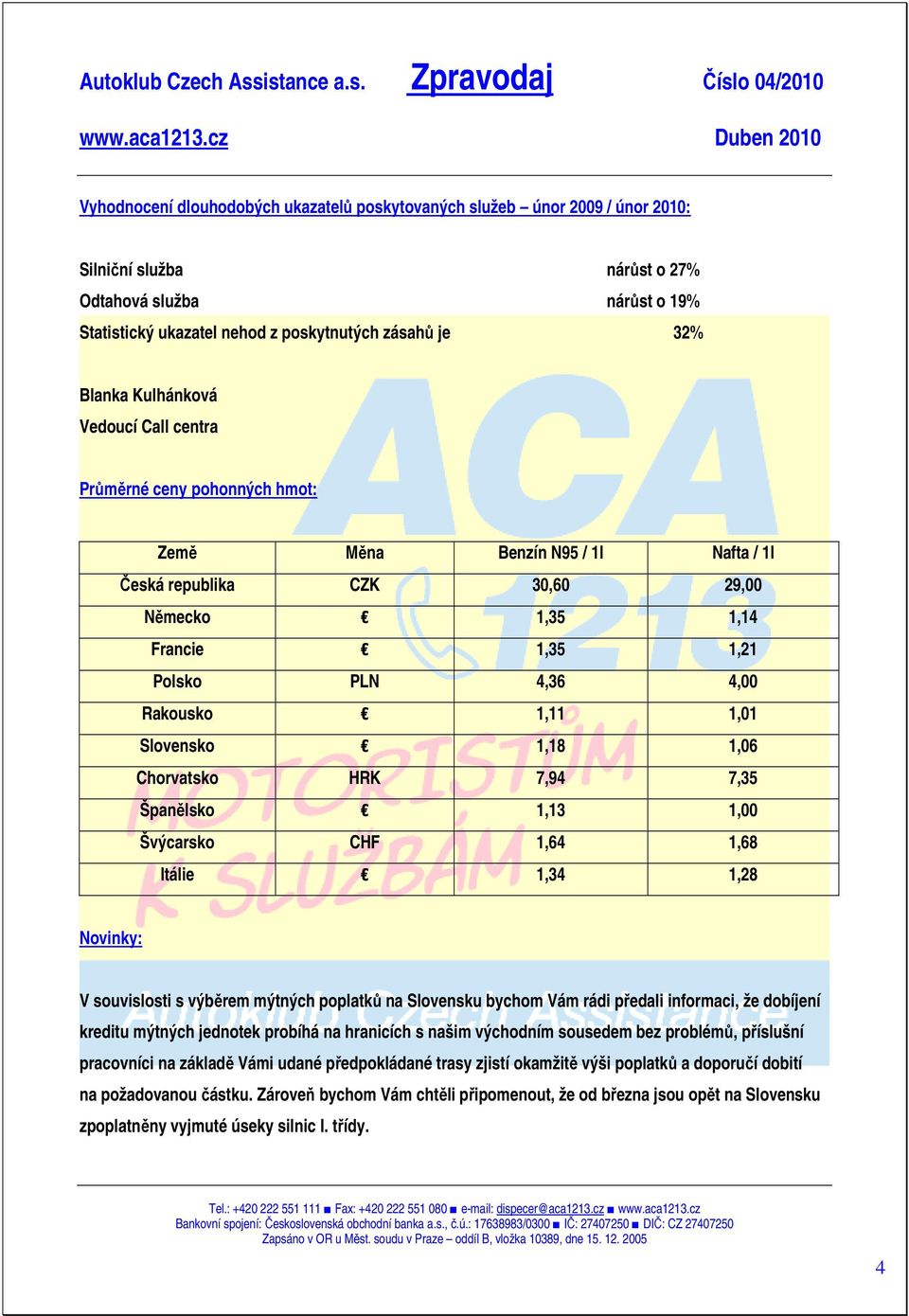 1,11 1,01 Slovensko 1,18 1,06 Chorvatsko HRK 7,94 7,35 Španělsko 1,13 1,00 Švýcarsko CHF 1,64 1,68 Itálie 1,34 1,28 Novinky: V souvislosti s výběrem mýtných poplatků na Slovensku bychom Vám rádi