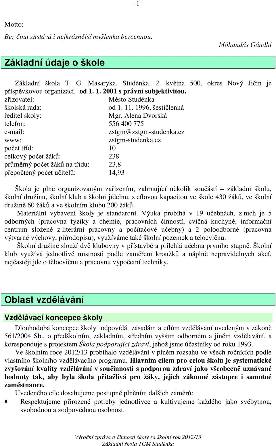 Alena Dvorská telefon: 556 400 775 e-mail: zstgm@zstgm-studenka.cz www: zstgm-studenka.