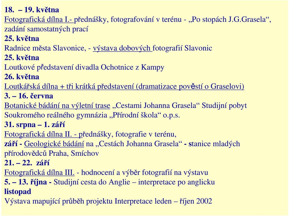 května Loutkářská dílna + tři krátká představení (dramatizace pověstí o Graselovi) 3. 16.